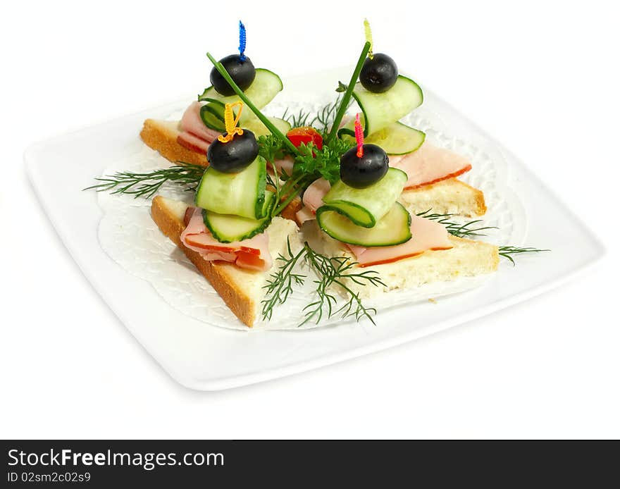 Canapes on the plate