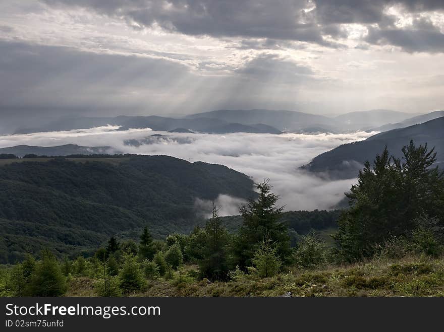 Western Ukraine. Ukrainian Carpathians. Dawn. Western Ukraine. Ukrainian Carpathians. Dawn.