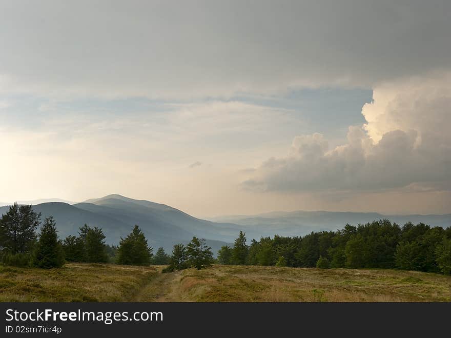 Western Ukraine. Ukrainian Carpathians. Twilight. Western Ukraine. Ukrainian Carpathians. Twilight.