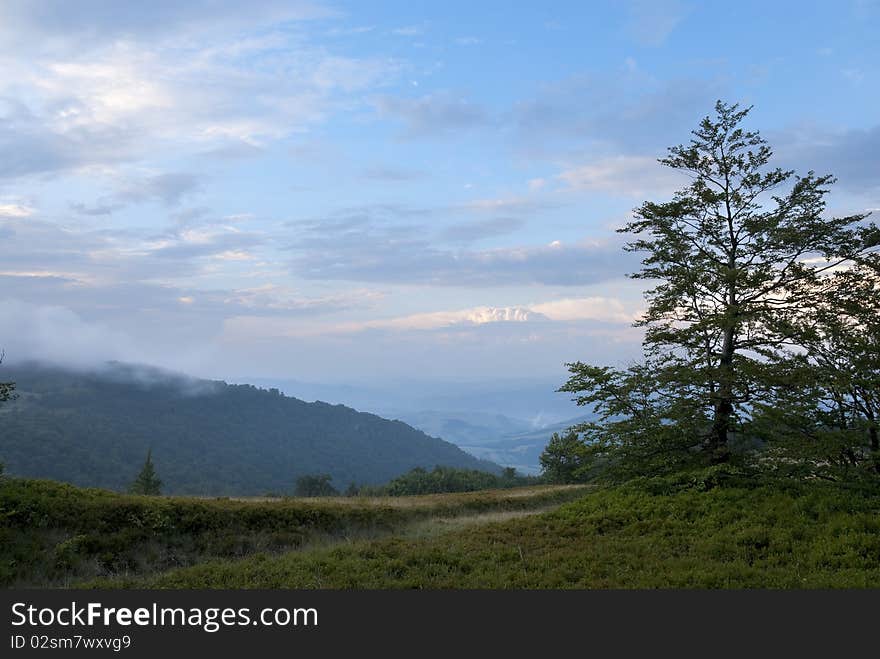 Western Ukraine. Ukrainian Carpathian mountains. Twilight. Western Ukraine. Ukrainian Carpathian mountains. Twilight.