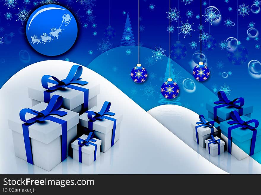 Winter background with gift box