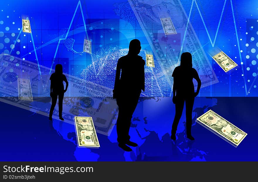 Digital illustration of business concept in abstract background