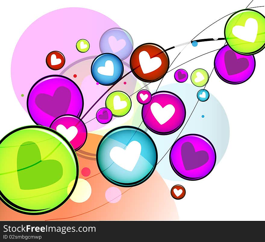 Abstract colorful background with button heart