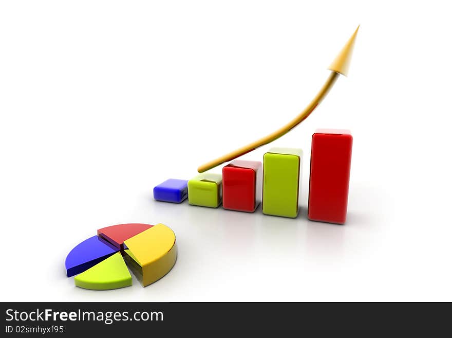 Business graph and pie chart with business concept