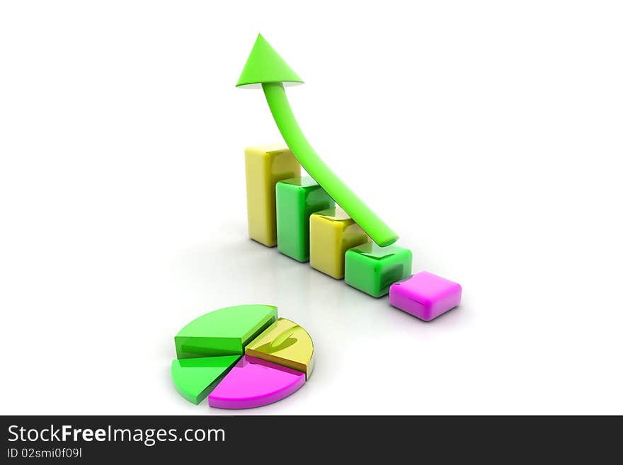 Business graph and pie chart with business concept