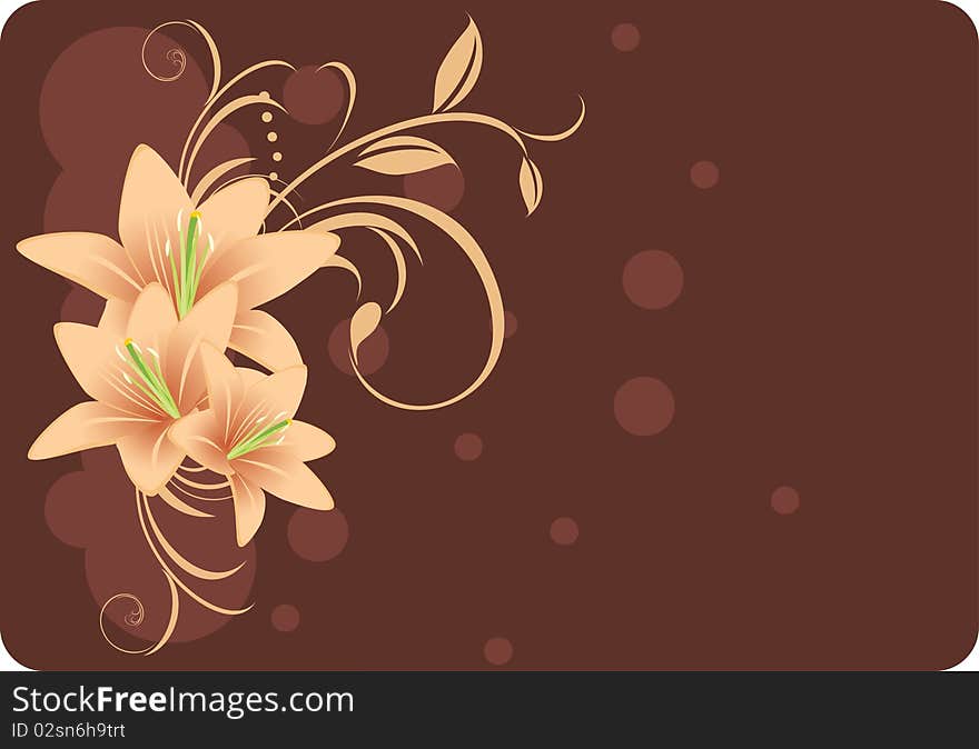 Lilies with ornament. Decorative background