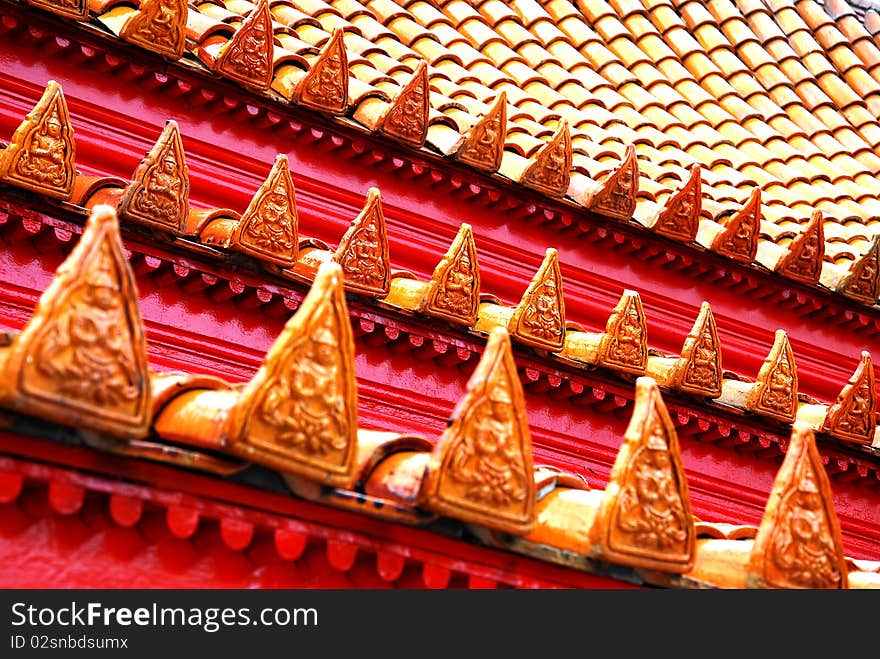 Roof of Wat Benjamabopit Bangkok  Thailand. Roof of Wat Benjamabopit Bangkok  Thailand