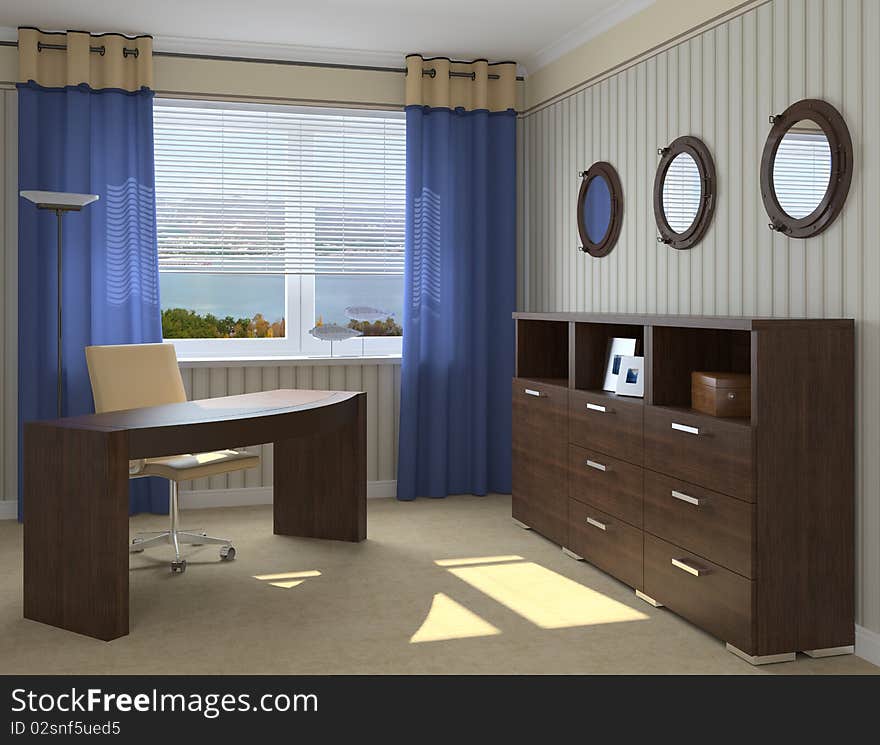 Modern office interior. 3d render.