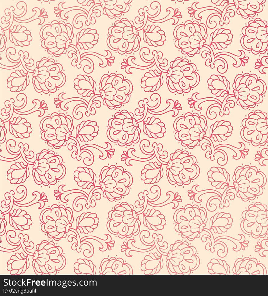 Floral pattern pink,  illustration