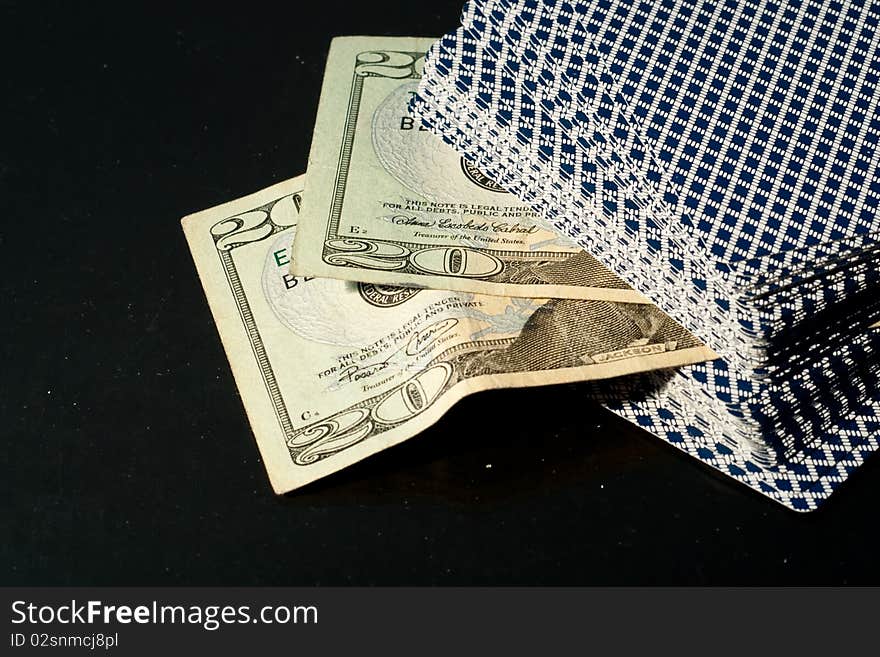 Money Hanging Out Of A Deck Of Cards. Money Hanging Out Of A Deck Of Cards