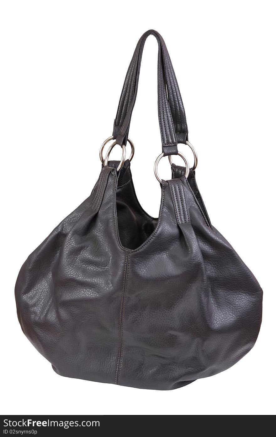 Black woman handbag, isolated on white backgroun