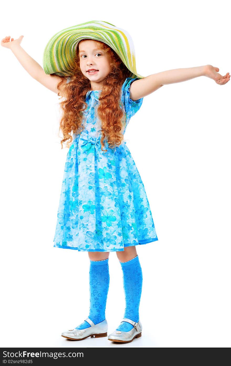 Shot of a cute red-haired girl. Isolated over white background. Shot of a cute red-haired girl. Isolated over white background.