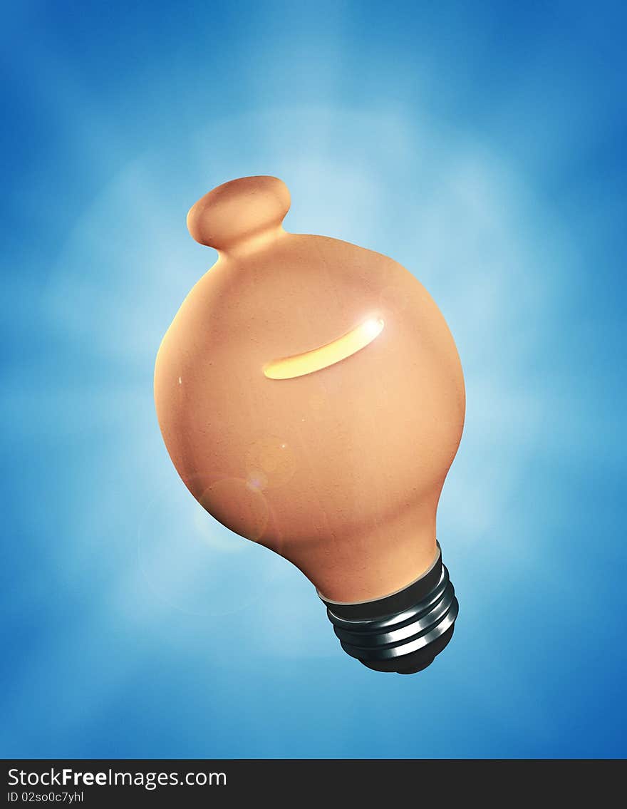 A coin bank bulb shaped. A coin bank bulb shaped