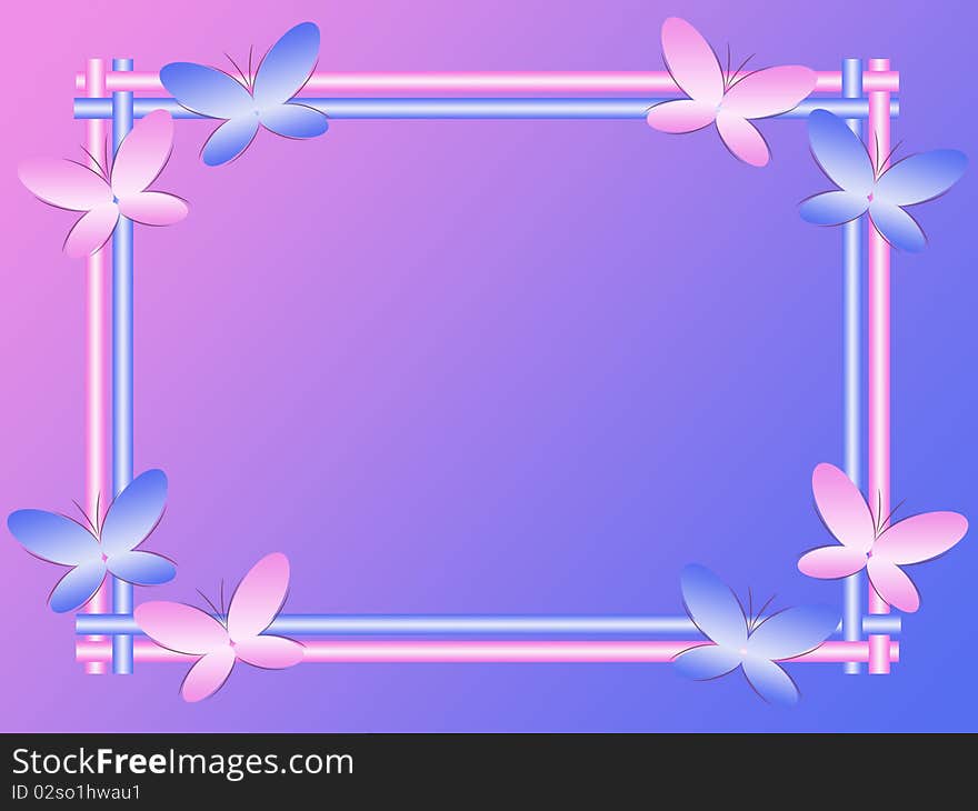 Frame With Abstract Butterflies