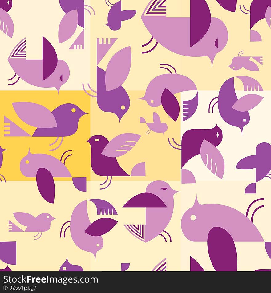 Retro style tweeting bird tile