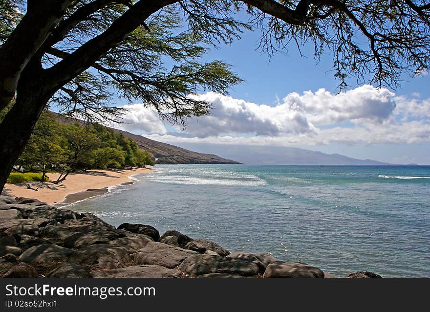 Beautiful Tropical Beach Shoreline Maui Island Hawaii