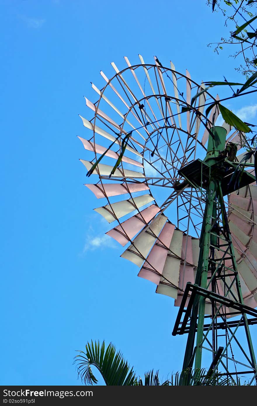 Windmill against Blue Sky Maui Tropical Plantation