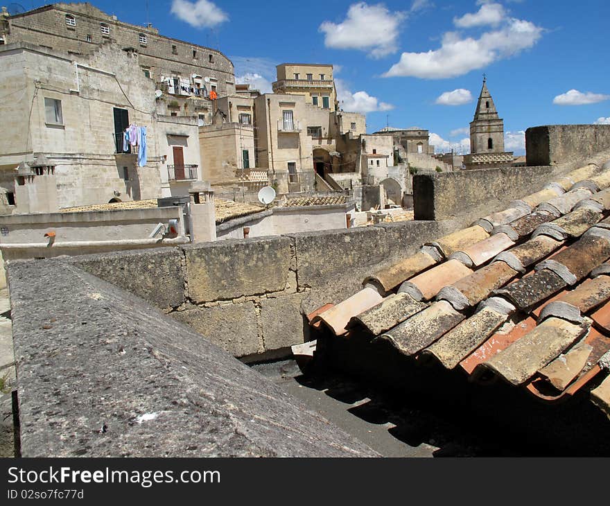 Matera roof and old buildings