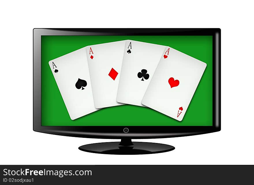 Four aces in a television. Four aces in a television