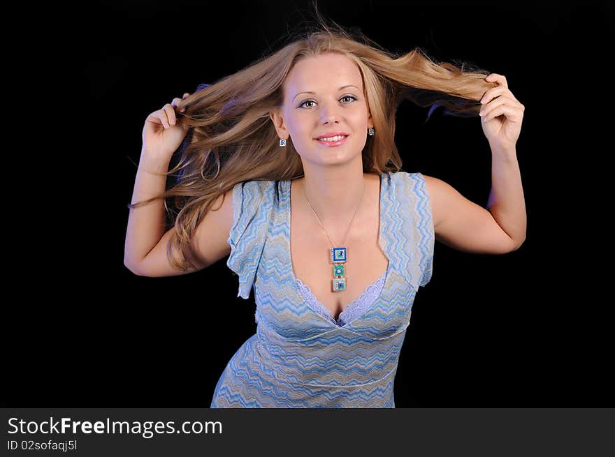 A young girl cheerfully spends time in a disco