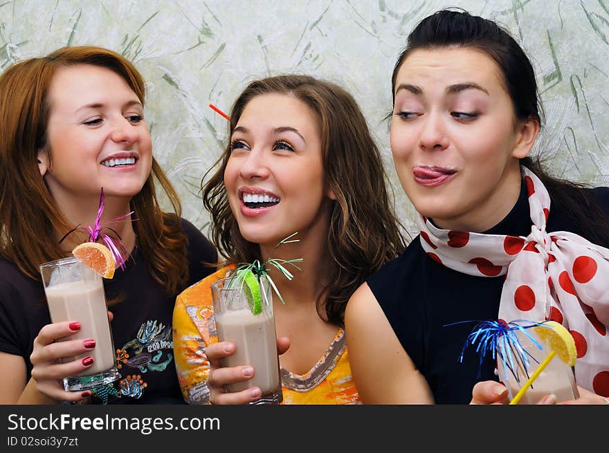 Three Beautiful Joyful Young Girls