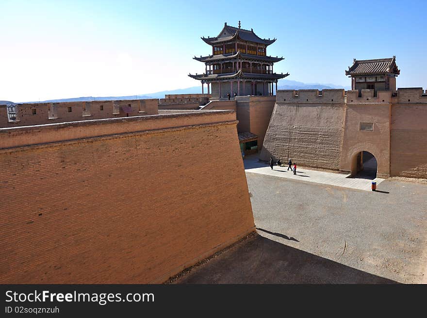 It is an old city of china named jiayuguan.