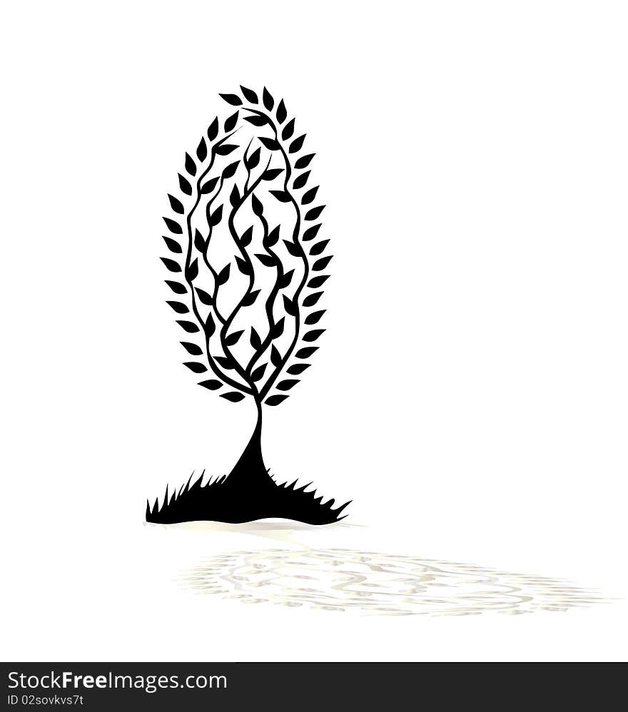 Silhouette of abstract tree, symbol of nature. Silhouette of abstract tree, symbol of nature