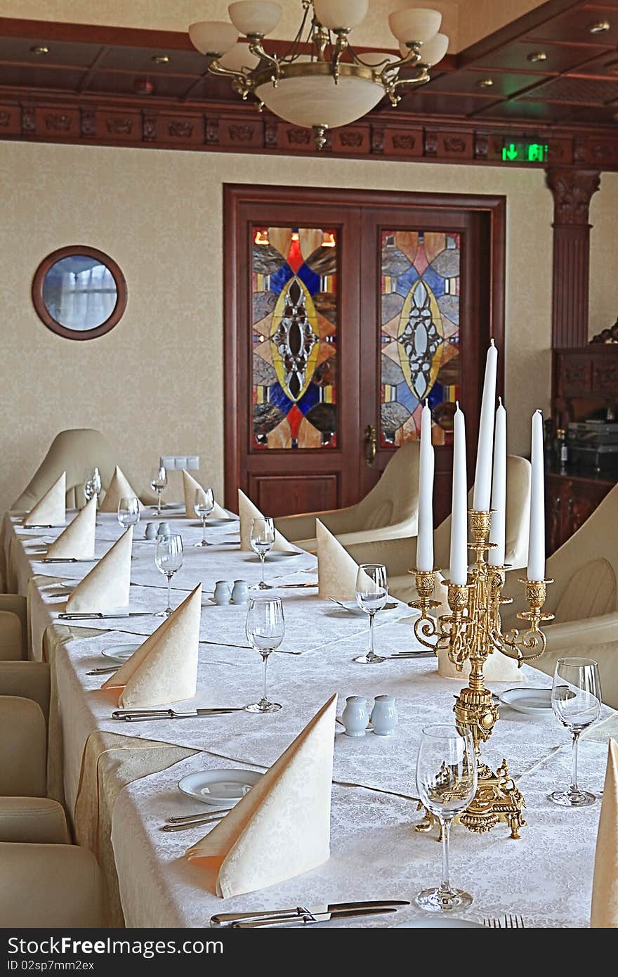 Interior of luxury restaurant in classical style