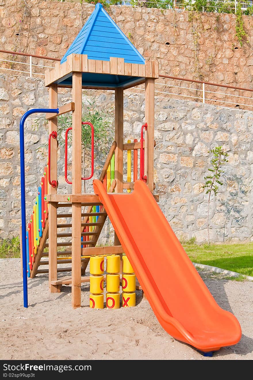 Colorful slide on the playground