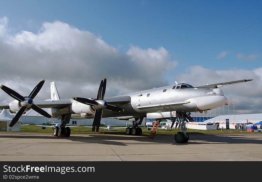 Former soviet strategic bomber at airshow. Former soviet strategic bomber at airshow