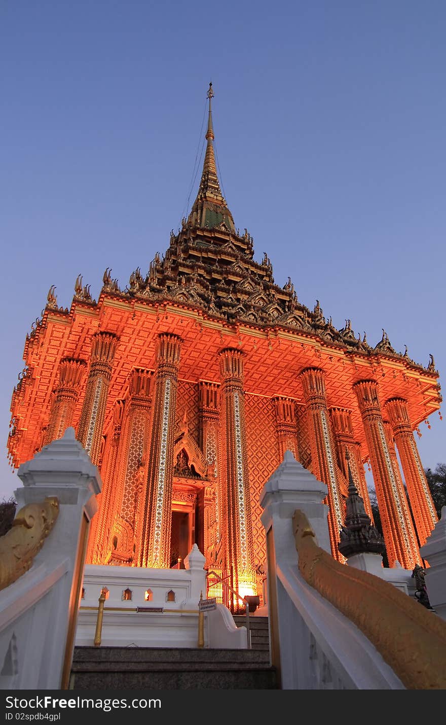 Golden Temple at night in Thailand