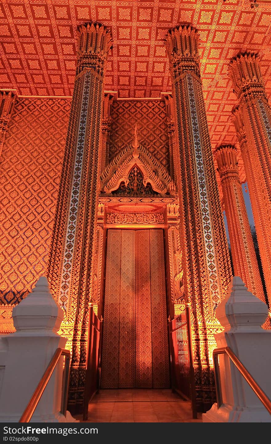 Golden Temple at night in Thailand