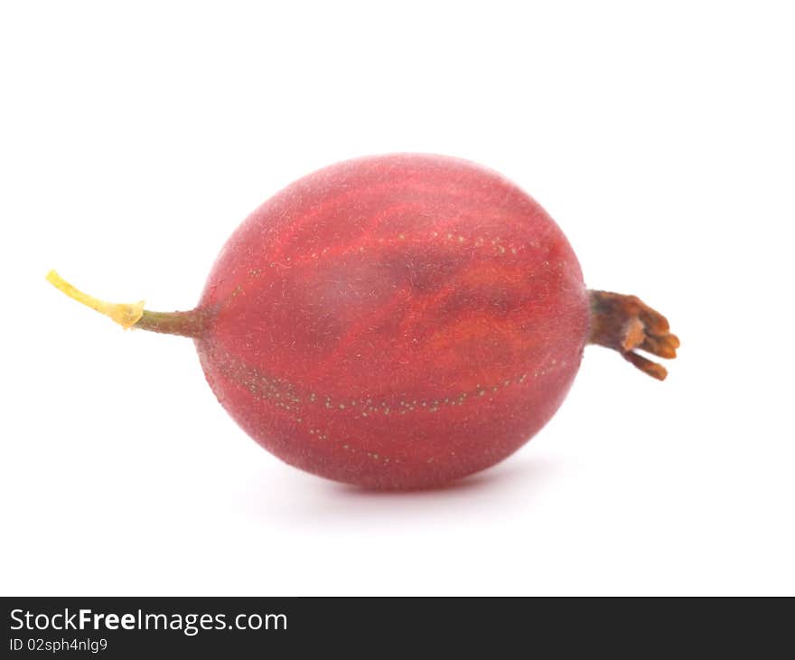 Red gooseberries on a white background.