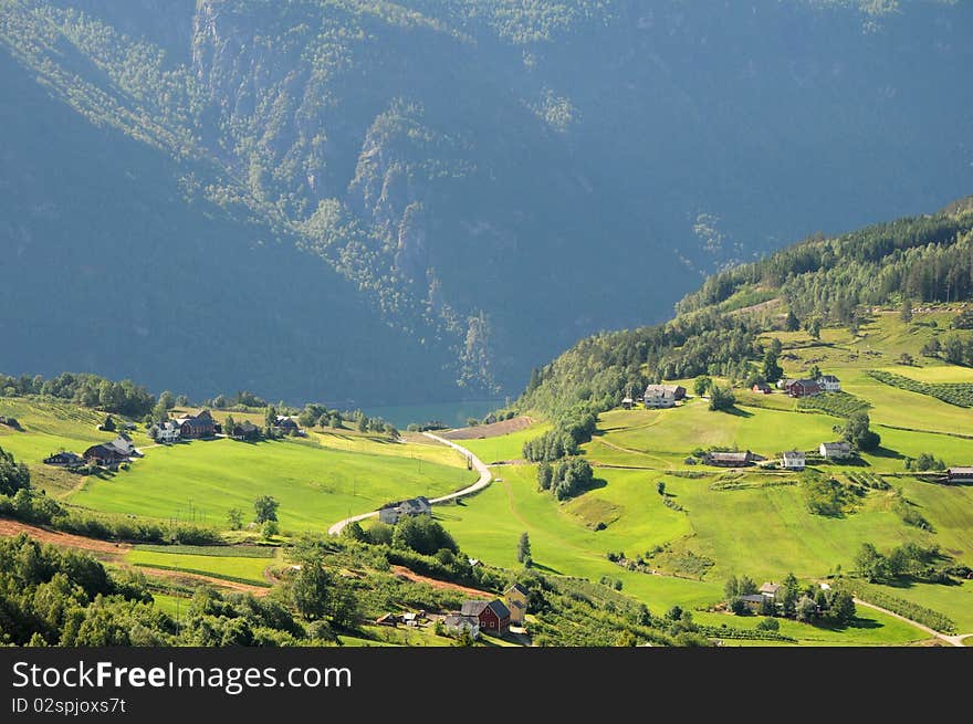 Farmland around Hardangerfjord, Norway