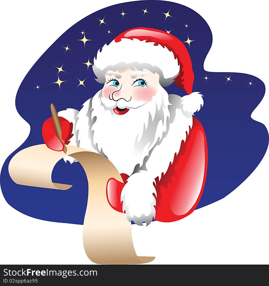 Santa claus with paper and pen