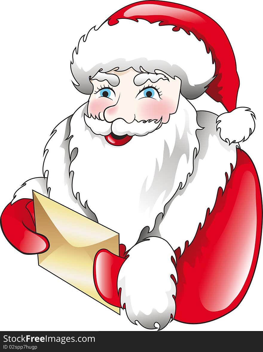 Santa claus and letter. illustration for design.