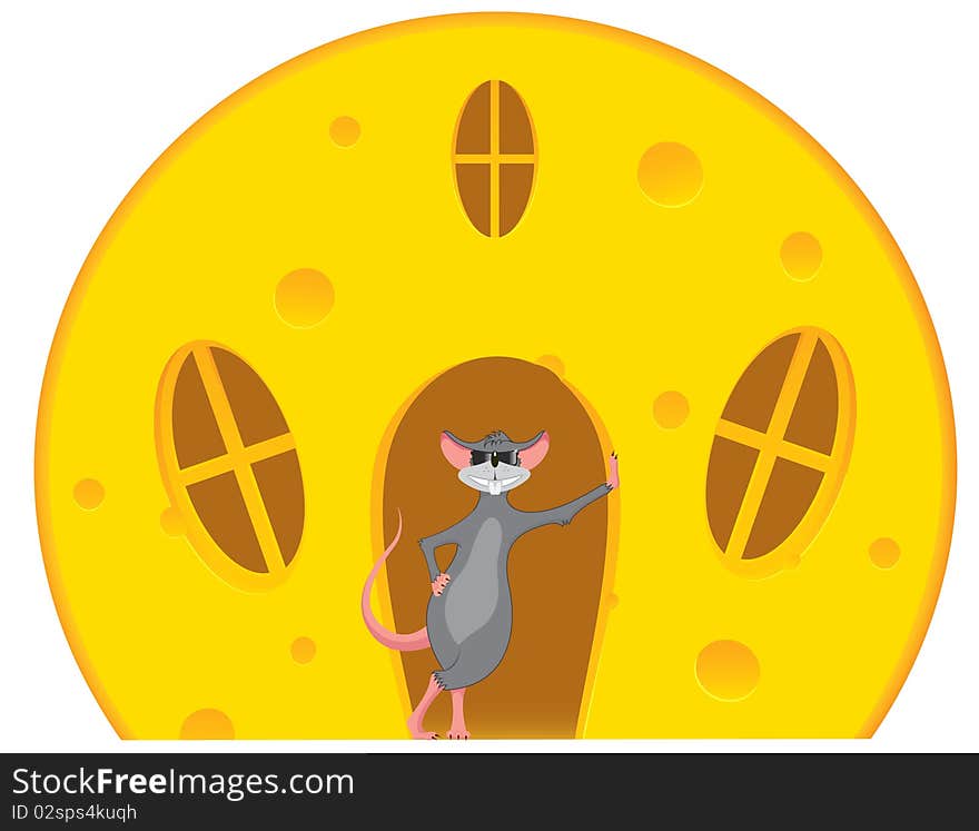 Mouse is near a house made of cheese