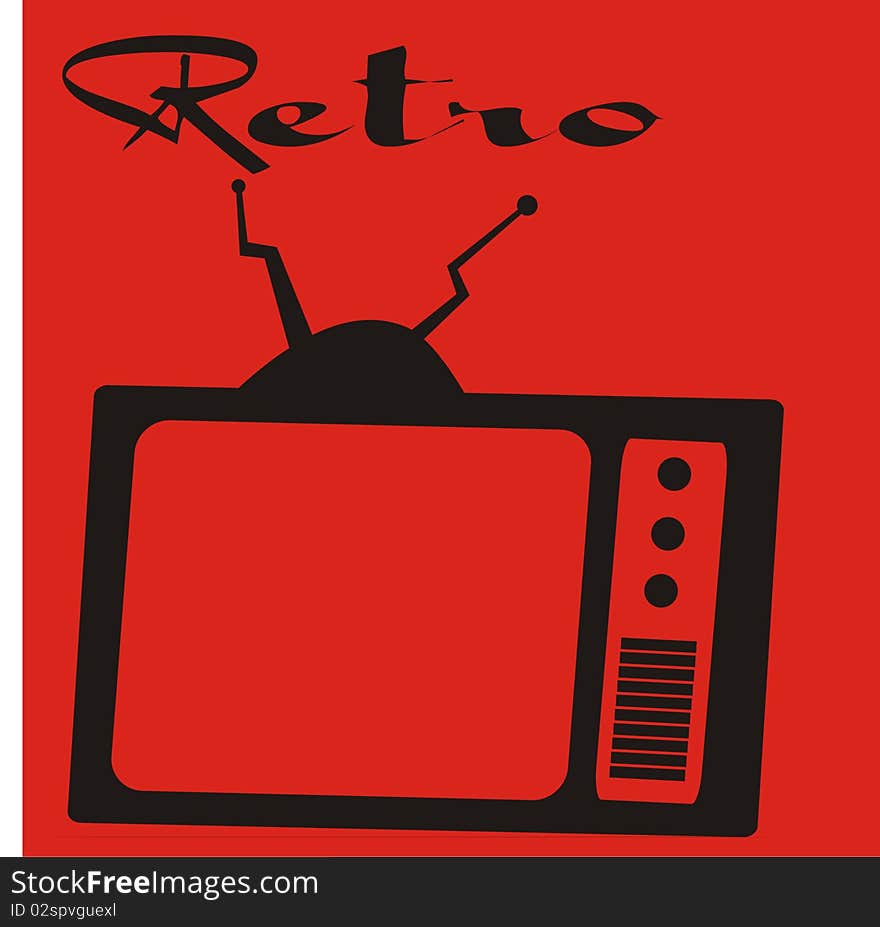 Retro old black tv. Retro old black tv