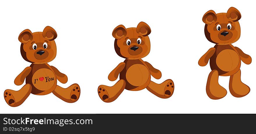 Vector illustration shows the three brown bears. Vector illustration shows the three brown bears