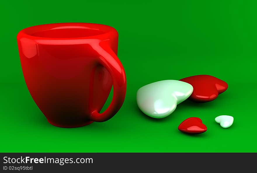 Red cup and hearts