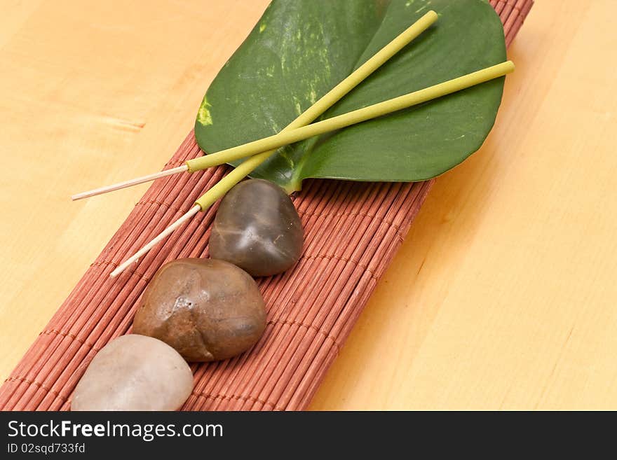 Yellow Zen Incense Sticks On Bamboo