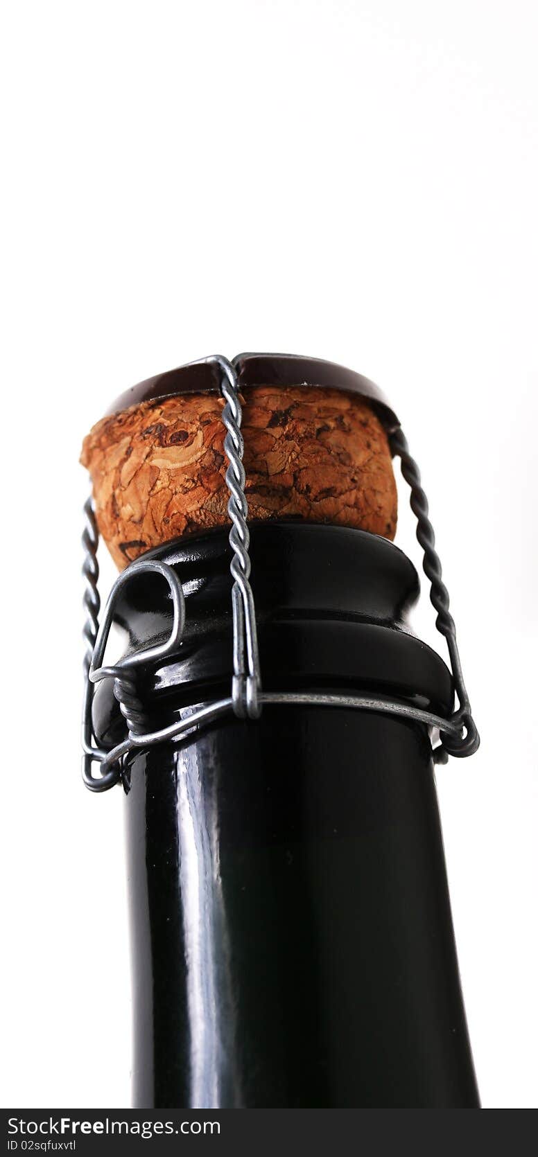 A close up of a cork on a bottle. A close up of a cork on a bottle