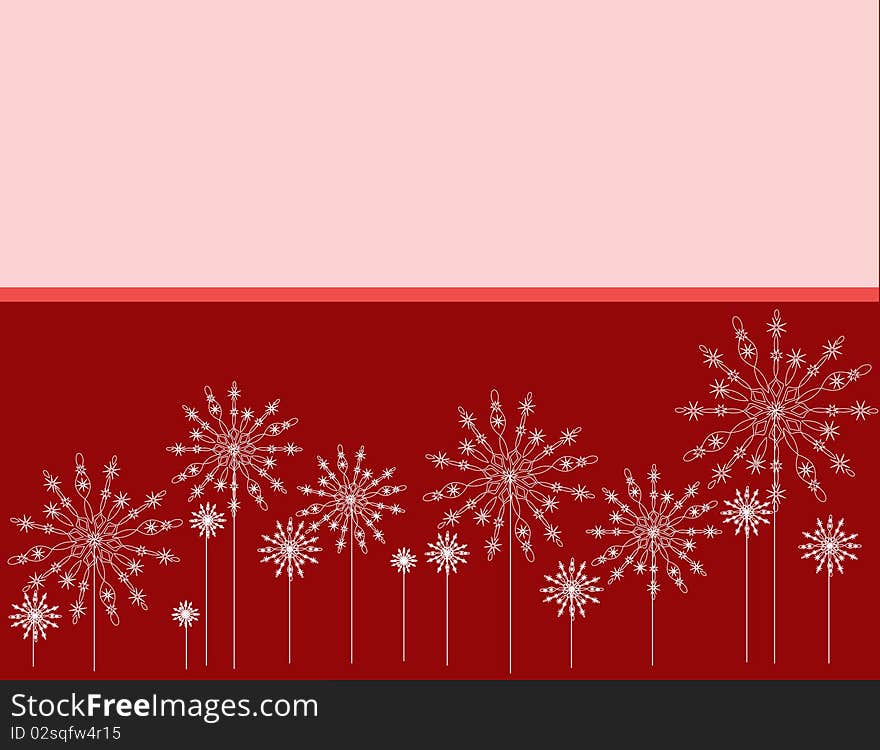 Red background with snowflakes for new-year holidays. Red background with snowflakes for new-year holidays