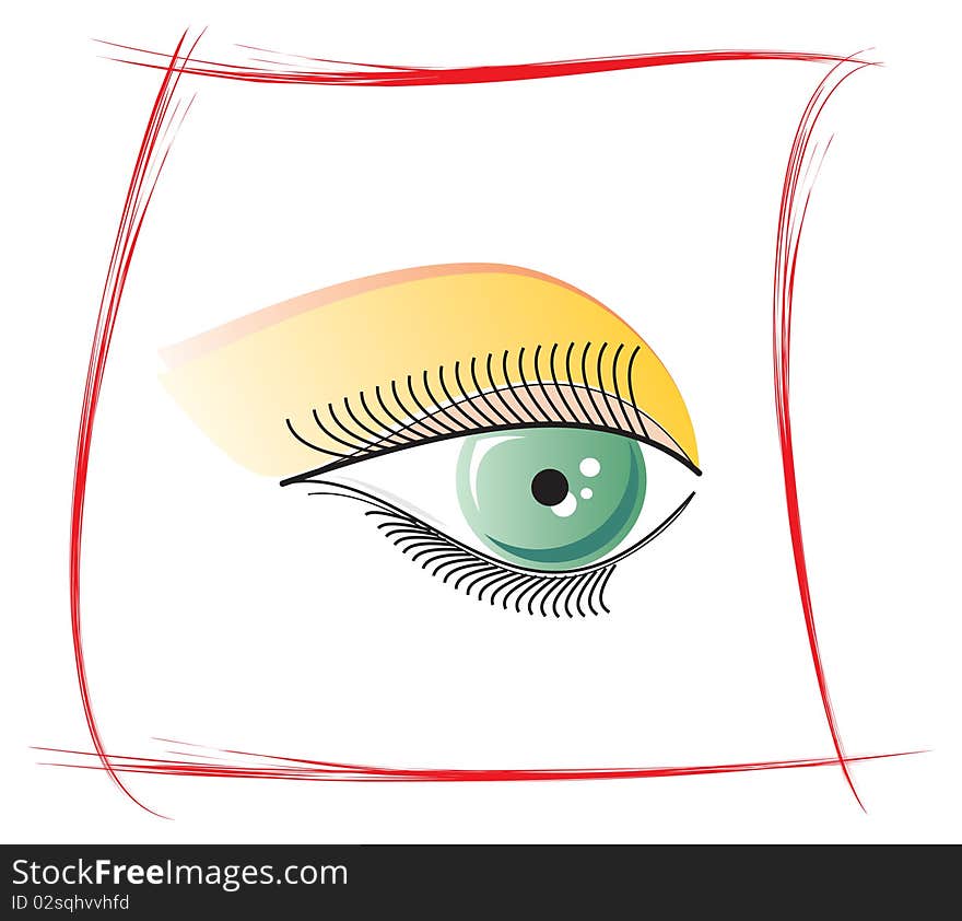 Vector drawing female eyes with makeup and eyelashes. Vector drawing female eyes with makeup and eyelashes.