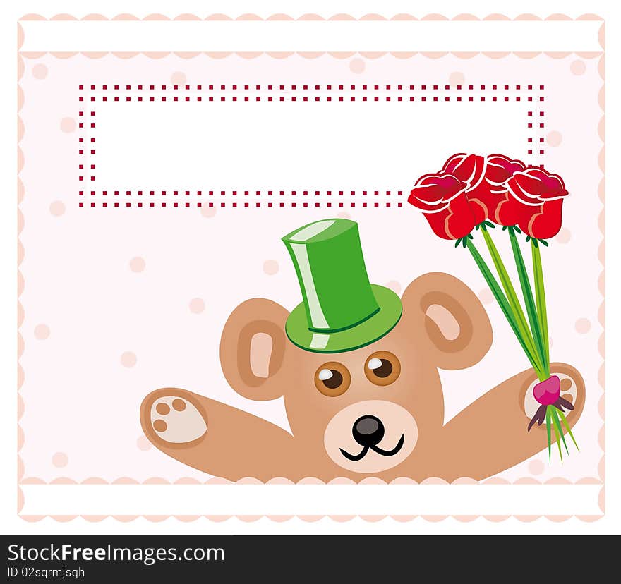 Teddy bear with roses