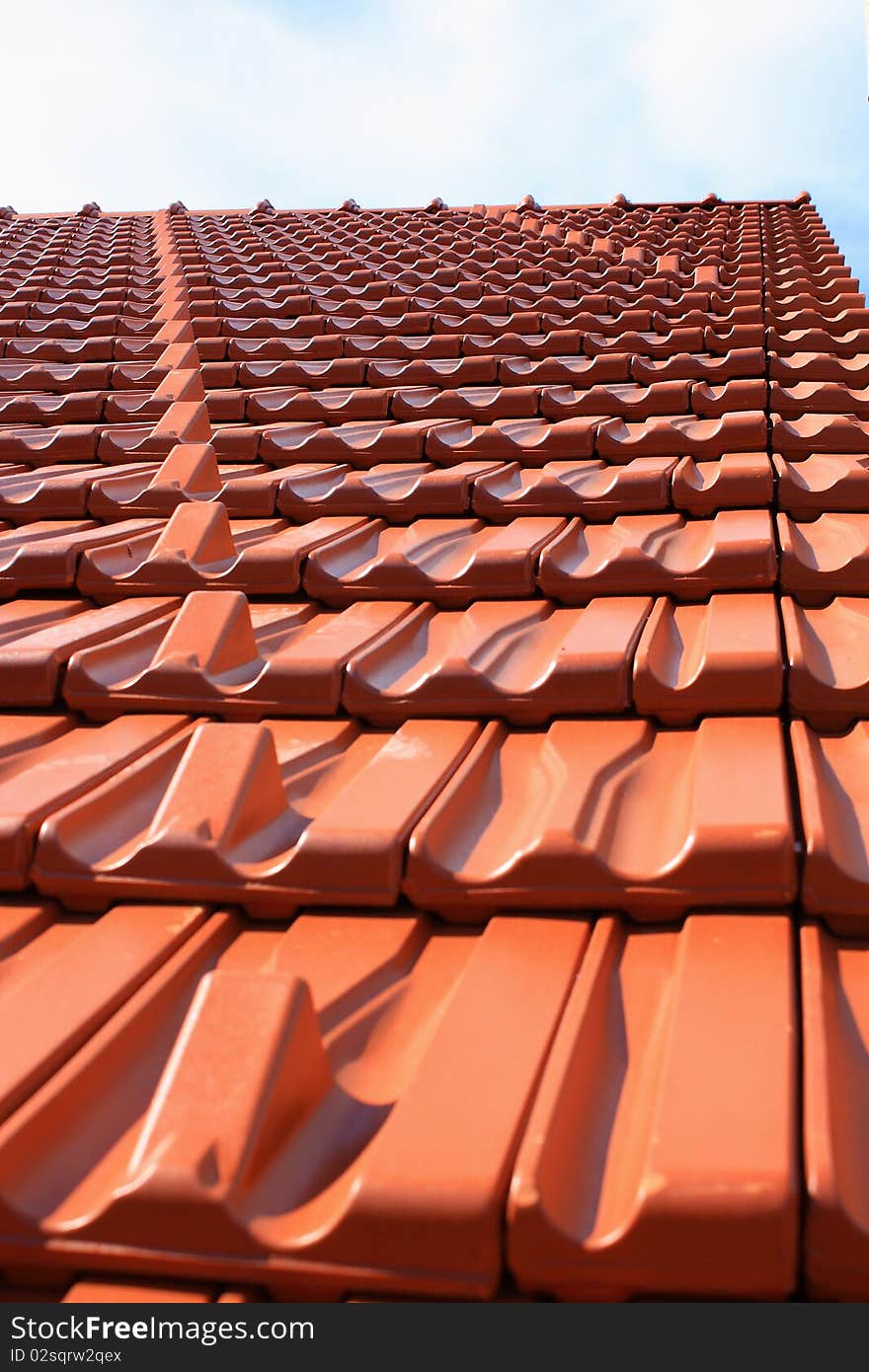 Roof covering house red texture sky