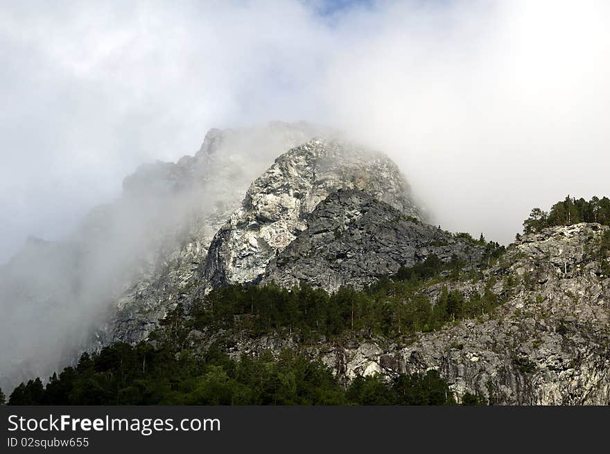 Mountains with clouds on sky, Sognefjord, Norway. Mountains with clouds on sky, Sognefjord, Norway