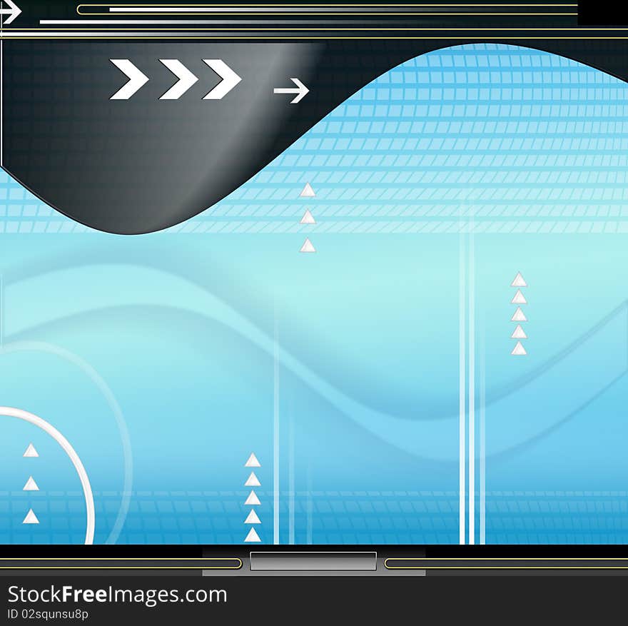 Modern and stylish technology background with abstract shapes and arrows.