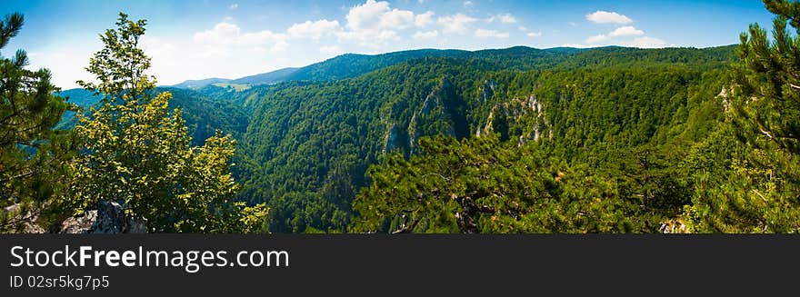 Wonderful viewpoint over the canyon of Drina river, from the high point of mountain Tara, Serbia. The viewpoint is named Sokolica. Wonderful viewpoint over the canyon of Drina river, from the high point of mountain Tara, Serbia. The viewpoint is named Sokolica