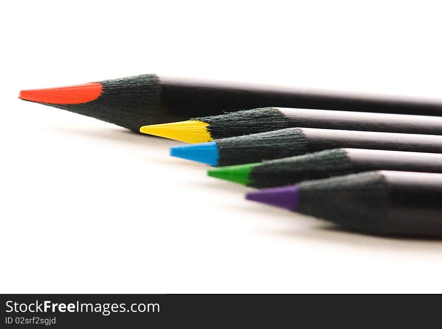 Collection of colorful pens over white background. Collection of colorful pens over white background